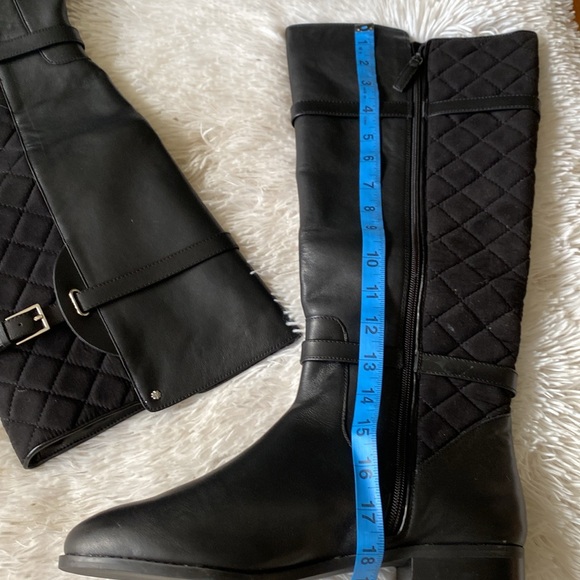 New Sz 10W Wide Calf black Leather knee high  boots - Picture 9 of 12